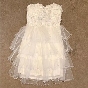 Strapless White Layered Dress